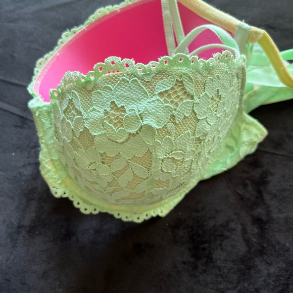 PINK lace push up bra, mint green lace - Picture 6 of 6